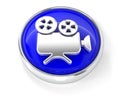 Camcorder icon on glossy blue round button