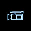 camcorder icon in neon style. One of wedding collection icon can be used for UI, UX