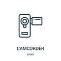 camcorder icon vector from event collection. Thin line camcorder outline icon vector illustration