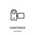 camcorder icon vector from influencer collection. Thin line camcorder outline icon vector illustration Royalty Free Stock Photo