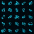 Camcorder icons set vector neon Royalty Free Stock Photo