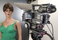 Camcorder movie shooting and video production on-set in cine studio Royalty Free Stock Photo