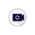 Camcorder sign. Filming. Flat icon. Blue color with shadow