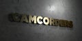 Camcorders - Gold text on black background - 3D rendered royalty free stock picture