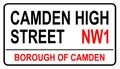 Camden High Street Road Sign