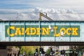 Camden lock bridge in Camden Town, famous neighbornhow of alternative culture shops Royalty Free Stock Photo