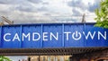 Camden Town Welcome bridge, famous neighbornhow of alternative culture shops Royalty Free Stock Photo