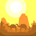 Camel animal silhouette desert savanna landscape design vector illustration