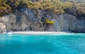 Camel Beach Turkish: Deve Plaji in  Oludeniz. Fethiye, Mugla, Turkey. Royalty Free Stock Photo