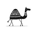 Camel black silhouette, sketch for your design