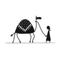 Camel black silhouette, sketch for your design