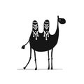 Camel black silhouette, sketch for your design