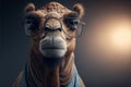 Camel business portrait dressed as a manager or ceo in a formal office business suit with glasses and tie. Ai generated Royalty Free Stock Photo