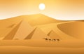 Camel Caravan Crossing Egypt Pyramid Desert Arabian Landscape Illustration