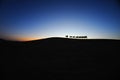 Camel caravan in the desert dawn Royalty Free Stock Photo