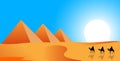 Camel riders on a background of pyramids Royalty Free Stock Photo
