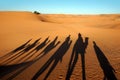 Camel caravan shadows