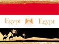 Camel caravan in wild africa - flag of egypt,abstract card