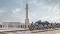 camel caretakers are instructing and conditioning the camels at the Al Shahaniya track