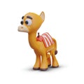 Camel in cartoon style, side view. Saddled domestic pack animal