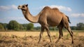Viennese Actionism-inspired Camel Walking Through Field With Environmental Awareness