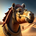 Camel in the desert. 3d illustration. 3d rendering generative AI Royalty Free Stock Photo