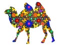 Camel with flowers.