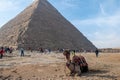 Camel in front of Great Pyramid of Giza Royalty Free Stock Photo