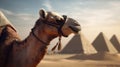 Camel in front of pyramids. Travel Concept. Background with a copy space. Royalty Free Stock Photo