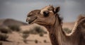 Camel in front of pyramids. Travel Concept. Background with a copy space.