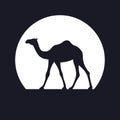 Camel graphic icon on background white circle