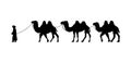 Camel Herder Silhouette illustration. Camel Caravan Silhouette