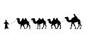 Camel Herder Silhouette illustration. Camel Caravan Silhouette Royalty Free Stock Photo