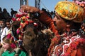 Camel and his owner at camel decoration competition,Pushkar,Rajastan Royalty Free Stock Photo