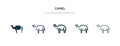 Camel icon in different style vector illustration. two colored and black camel vector icons designed in filled, outline, line and Royalty Free Stock Photo