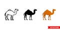 Camel icon of 3 types color, black and white, outline. Isolated vector sign symbol Royalty Free Stock Photo