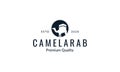 Camel with Kaaba logo vector illustration design