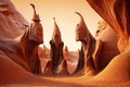 camel-like unusual figures in desert red rock formations