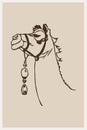 Camel. Line art. Logo design for use in graphics. T-shirt print, tattoo design.