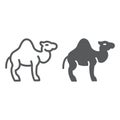 Camel line and glyph icon, arab and animal, mammal sign, vector graphics, a linear pattern on a white background. Royalty Free Stock Photo