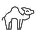 Camel line icon. Desert caravan animal silhouette. Animals vector design concept, outline style pictogram on white Royalty Free Stock Photo