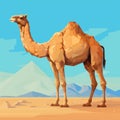 Camel Pixel Art: Low Polygon Desert With Vogue Solid Background