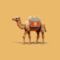 Camel Pixel Art On Solid Background