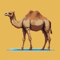 Camel Pixel Art On Solid Background