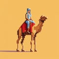 Camel Pixel Art On Solid Background