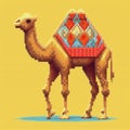 Camel Pixel Art On Solid Background