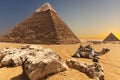 A camel by the Pyramid of Chephren, Giza, Egypt