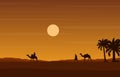 Camel Rider Crossing Vast Desert Hill Arabian Landscape Illustration Royalty Free Stock Photo