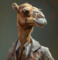 the camel that& x27;s been dressed in a tie and jacket Royalty Free Stock Photo