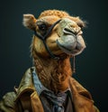 the camel that's been dressed in a tie and jacket Royalty Free Stock Photo